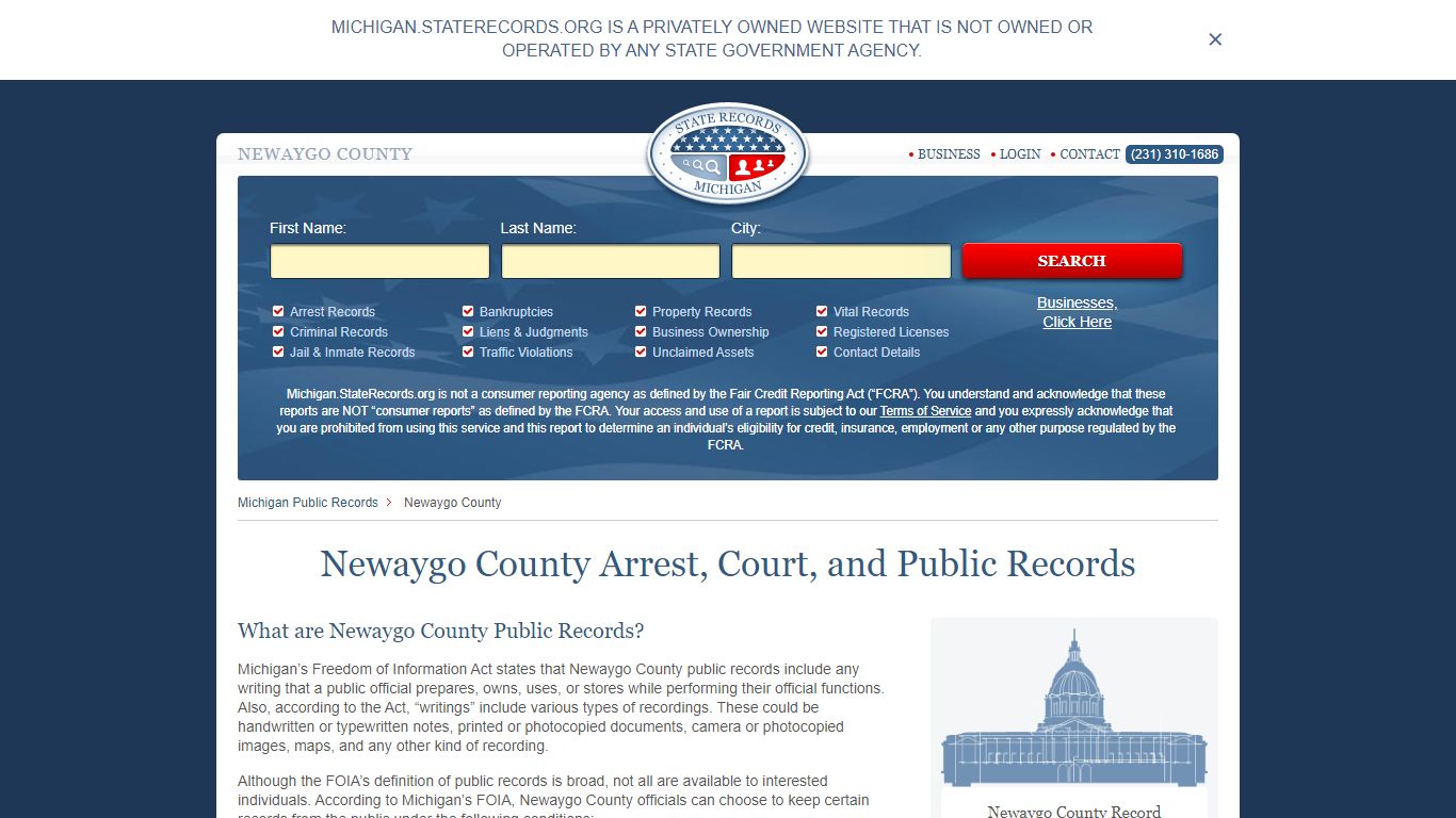 Newaygo County Arrest, Court, and Public Records