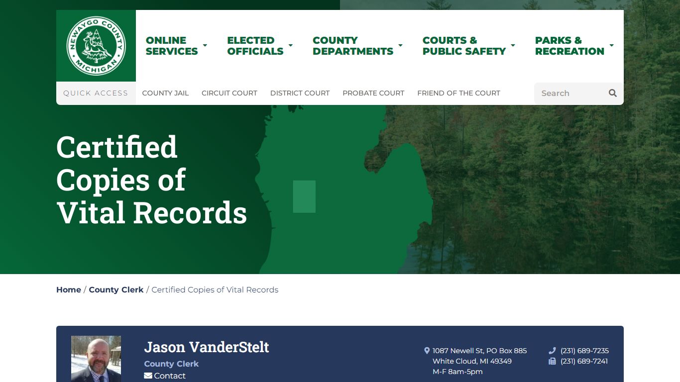 Certified Copies of Vital Records - Newaygo County