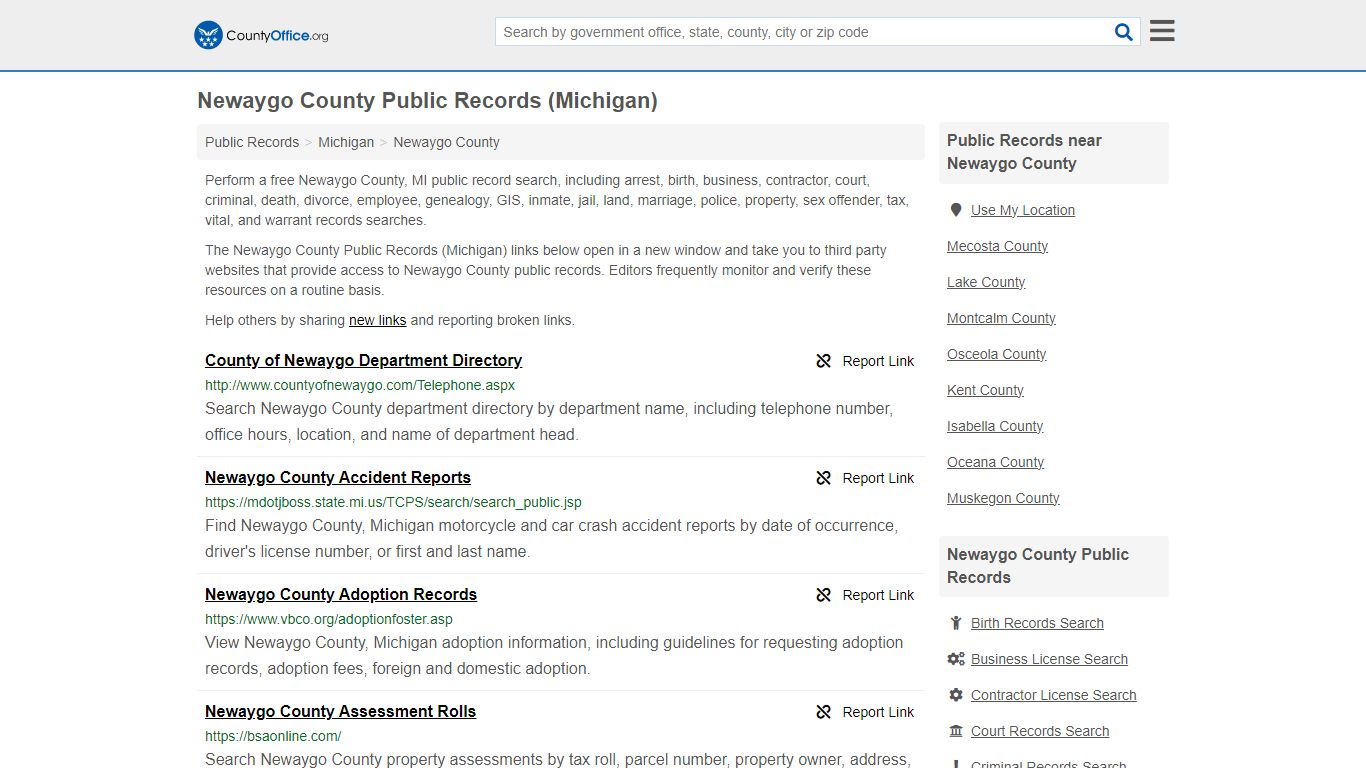 Newaygo County Public Records (Michigan) - County Office